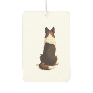 Vintage Border Collie From Behind Dog Illustration Car Air Freshener