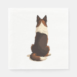 Vintage Border Collie From Behind Dog Illustration Napkin
