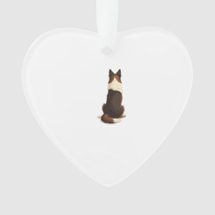 Vintage Border Collie From Behind Dog Illustration Ornament