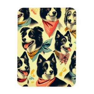 Vintage Border Collie Seamless Magnet