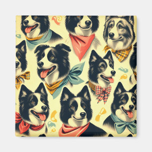 Vintage Border Collie Seamless Magnet