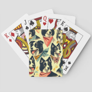 Vintage Border Collie Seamless Playing Cards