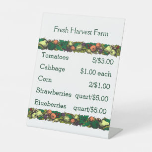 Vintage Border Farmers Market Price List Pedestal Sign