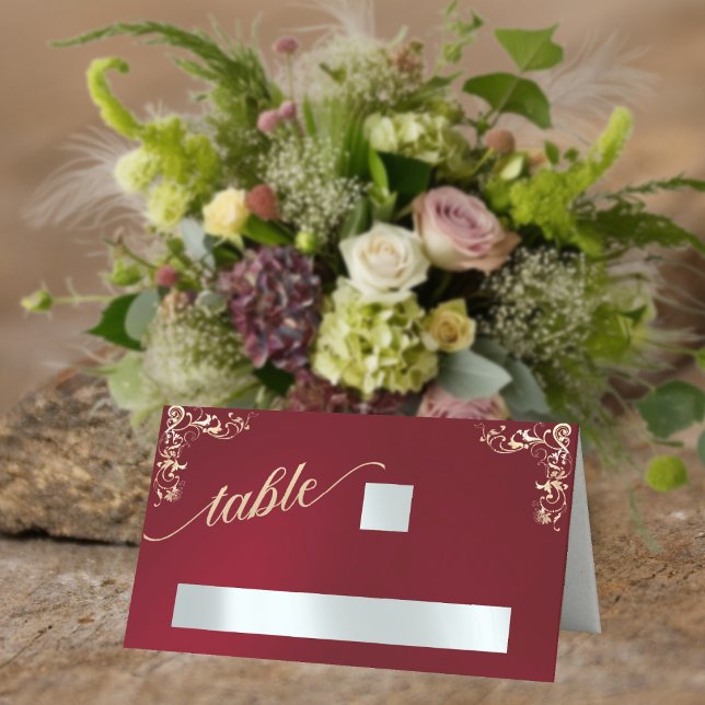 Vintage Border & Heart Monogram - Red Place Card (Creator Uploaded)