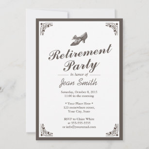 Vintage Border Lady Shoe Retirement Party Invitation