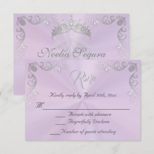 Vintage Border Quinceanera - Lavender/Silver RSVP Card