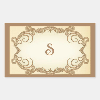 Vintage border with initial rectangular sticker