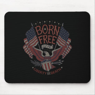 Vintage Born Free Eagle American Flag 1776 4th Of Mouse Pad