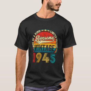 Vintage Born In 1945 Birthday Men Women Retro Bday T-Shirt