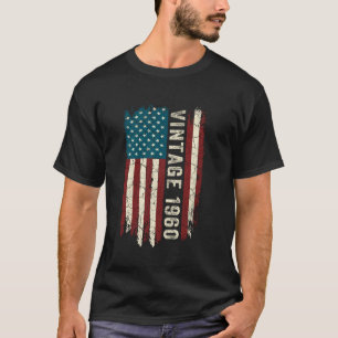 Vintage Born In 1960 American Flag 65th Birthday 6 T-Shirt