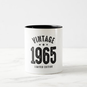 Vintage Born in 1965 - 57th Birthday Retro Classic Two-Tone Coffee Mug