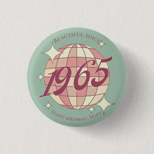 Vintage born in 1965 60th birthday accessory  3 cm round badge