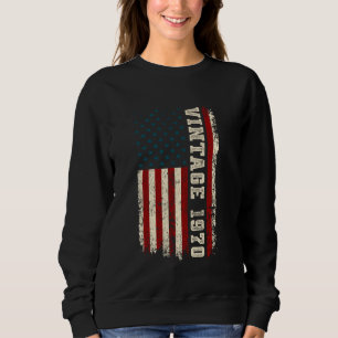 Vintage Born In 1970 American Flag 55th Birthday 5 Sweatshirt