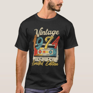 Vintage Born In 1974 Cassette Tape Retro Birthday  T-Shirt