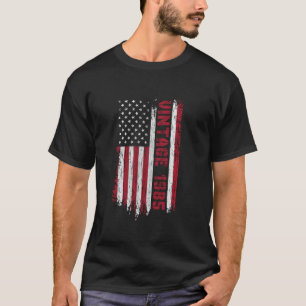 Vintage Born In 1985 American Flag 40th Birthday 4 T-Shirt