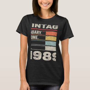 Vintage Born In 1989 33rd Birthday 33 Years Old T-Shirt