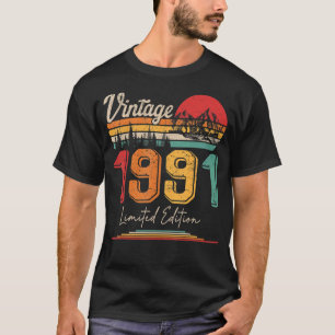 Vintage Born In 1991 Birthday Year Party Wedding A T-Shirt