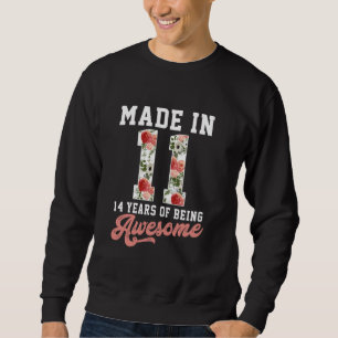 Vintage Born In 2011 Floral 14th Birthday Gift 14 Sweatshirt