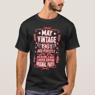 Vintage Born In May 1961 61st Birthday Old School T-Shirt