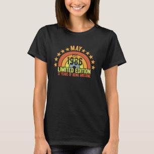 Vintage Born In May 1986 37th Birthday Party T-Shirt