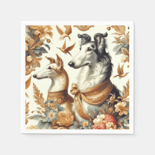 Vintage Borzoi Dog Illustration Napkin