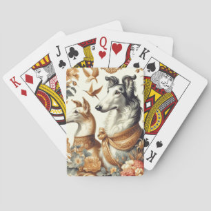 Vintage Borzoi Dog Illustration Playing Cards