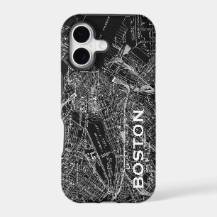 Vintage Boston black and white Map iPhone Case