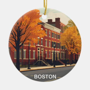 Vintage Boston Brownstone Fall Ceramic Ornament