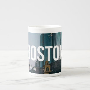 Vintage Boston Cityscape Print - Historic Architec Bone China Mug