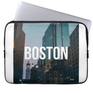 Vintage Boston Cityscape Print - Historic Architec Laptop Sleeve