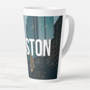 Vintage Boston Cityscape Print - Historic Architec Latte Mug