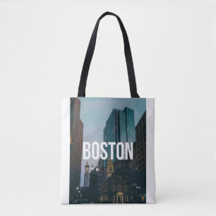 Vintage Boston Cityscape Print - Historic Architec Tote Bag