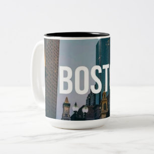 Vintage Boston Cityscape Print - Historic Architec Two-Tone Coffee Mug
