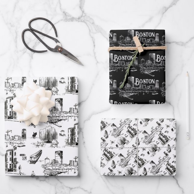 Vintage Boston Gift Wrap Set (Front)