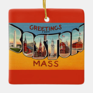 Vintage Boston Greeting Ceramic Ornament