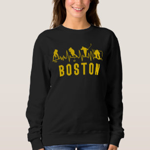 Vintage Boston Hockey Player Heartbeat Ice Hockey Sweatshirt