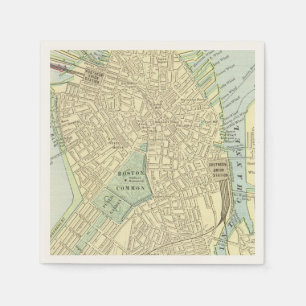 Vintage Boston Map Cocktail Napkins