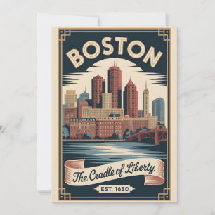 Vintage Boston Massachusetts Cradle of Liberty Holiday Card