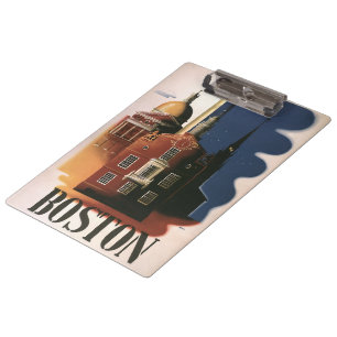 Vintage Boston, Massachusetts Paul Revere's Ride Clipboard