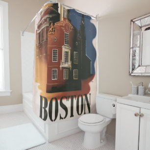 Vintage Boston, Massachusetts Paul Revere's Ride Shower Curtain