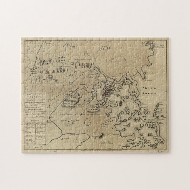 Vintage Boston Revolutionary War Map (1775) Jigsaw Puzzle (Horizontal)