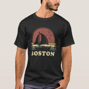 Vintage Boston Sailing Sailboat Summer Boating Sai T-Shirt