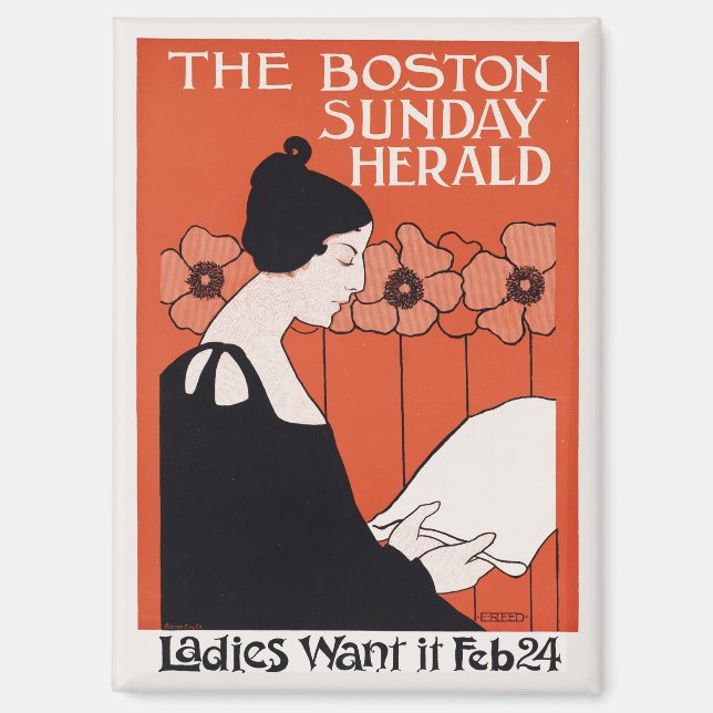 Vintage Boston Sunday Herald Magnet (Front)