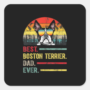Vintage Boston Terrier Dog Lover Fathers Day Gifts Square Sticker