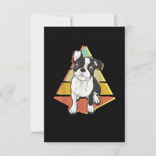 Vintage Boston Terrier Dog Retro Distressed Boston RSVP Card