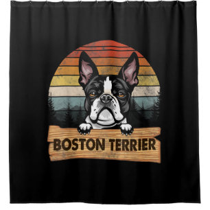 Vintage Boston Terrier Funny Retro Gift Dog Lover Shower Curtain