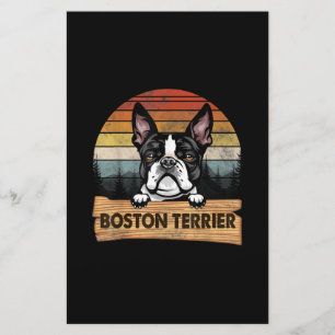 Vintage Boston Terrier Funny Retro Gift Dog Lover Stationery