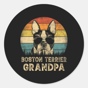 Vintage Boston Terrier Grandpa Dog Lovers Father&# Classic Round Sticker