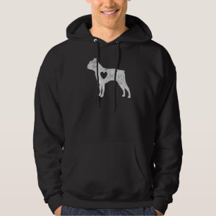 Vintage Boston Terrier Heart Silhouette Dog Puppy Hoodie