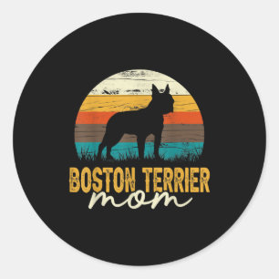 Vintage Boston Terrier Mum Dog Lover Mothers Day Classic Round Sticker